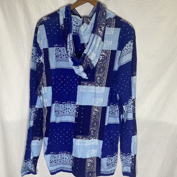 UNZIPPED Paisley Patchwork Pullover Long Sleeve Lightweight Cotton Womens M Blue - Picture 3 of 9